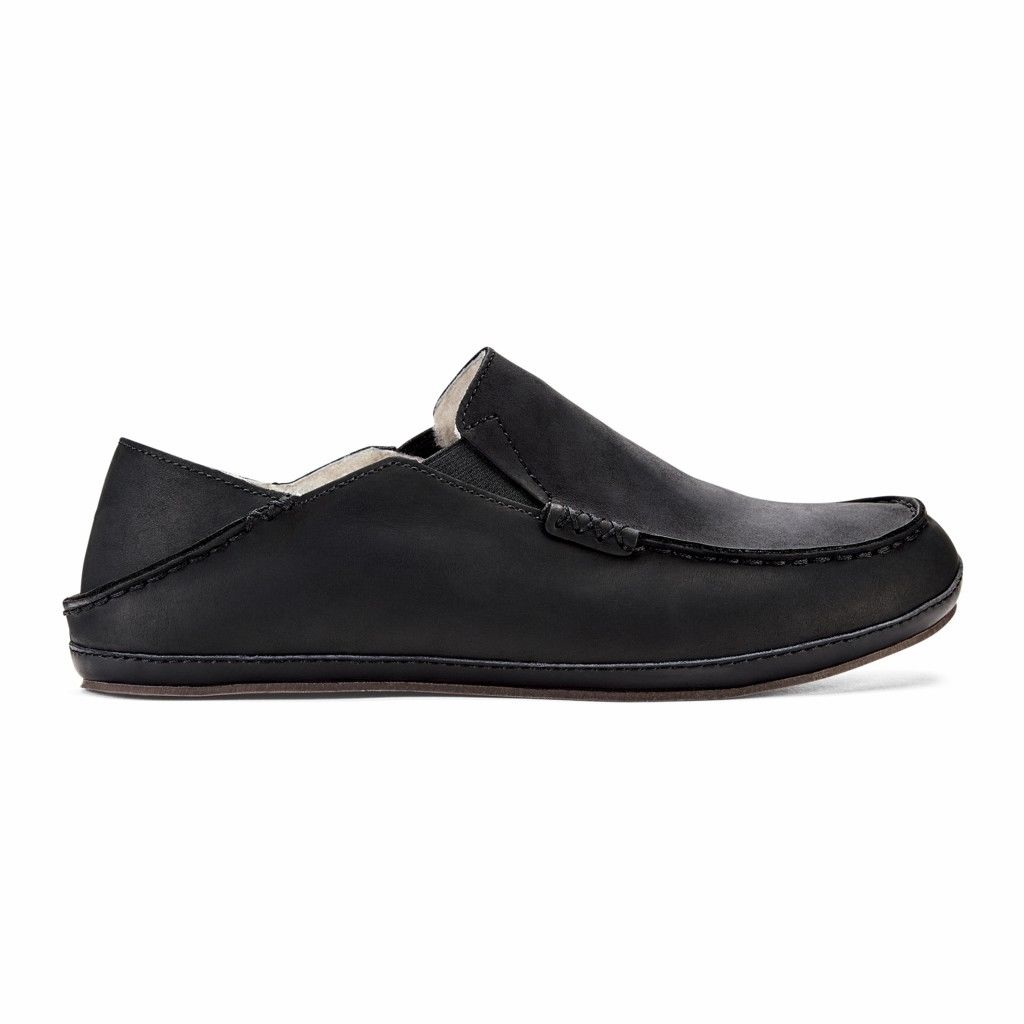 Zapatos Olukai Moloā Slipper - Pantuflas Hombre Negros 20358-724